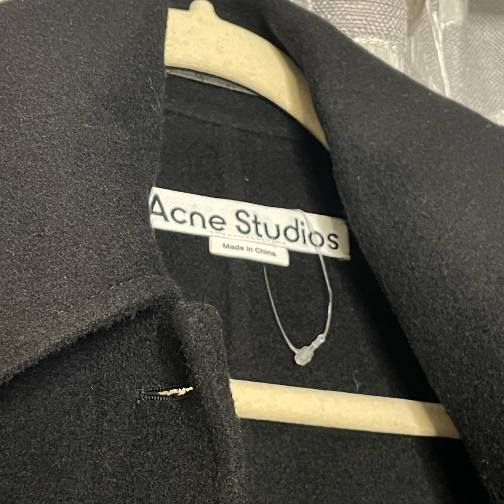 Acne Studios Orea Belted Wool Coat Black - Picture 6 of 8